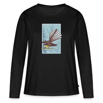 Fantail Oiseau de Nouvelle-Zélande - T-shirt manches longues Premium bio Femme - noir - Devant - Julia (174cm)