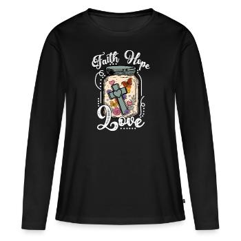 Église Religion Catholique Catholique Jésus-Christ - T-shirt manches longues Premium bio Femme - noir - Devant - Julia (174cm)
