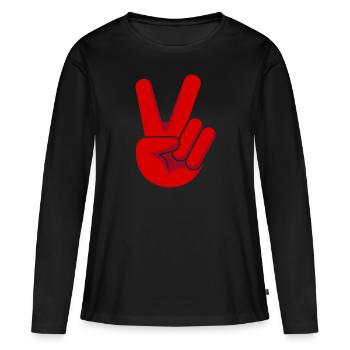 Love Freedom Peace Hope Sign of Hand - Women's Premium Organic Long Sleeve Shirt - black - Front - Julia (174cm)