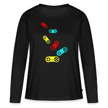 Gamepad Symbol Gamer - Women's Premium Organic Long Sleeve Shirt - black - Front - Julia (174cm)