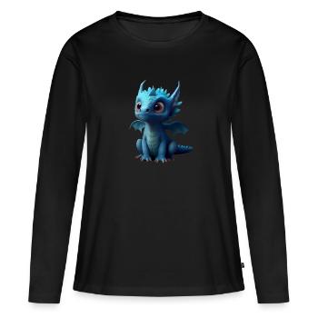 Petit dragon mignon 6 - T-shirt manches longues Premium bio Femme - noir - Devant - Julia (174cm)