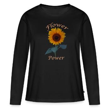 Pouvoir des fleurs - T-shirt manches longues Premium bio Femme - noir - Devant - Julia (174cm)