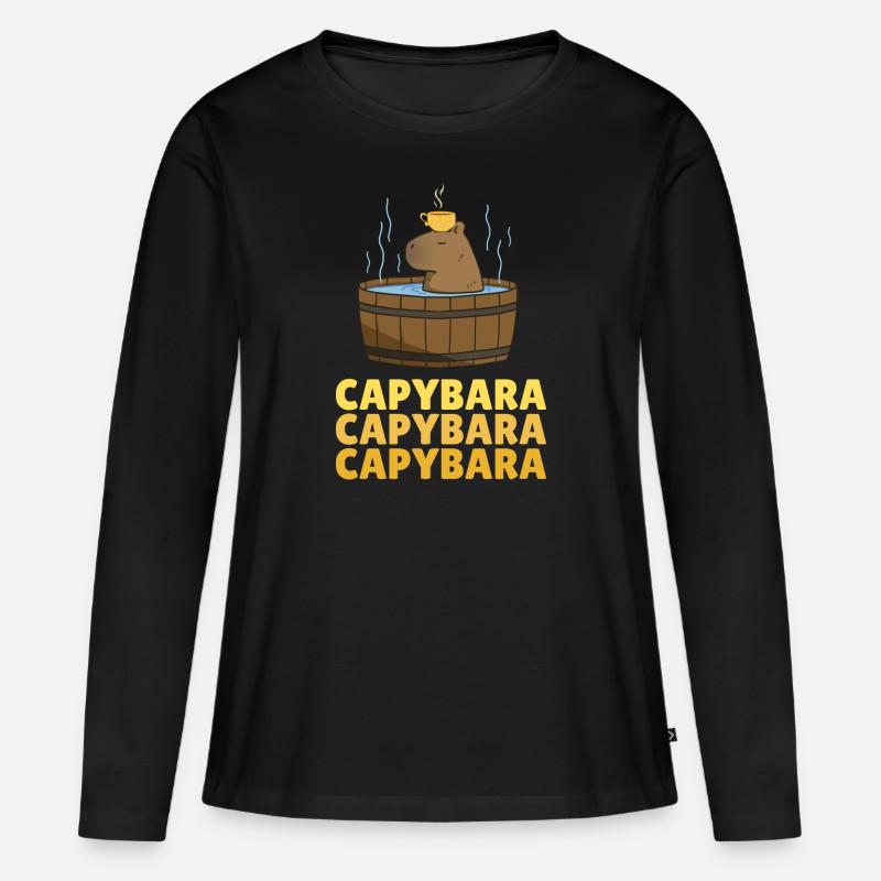 Capybara Capybara Capybara - Frauen Premium Bio Langarmshirt - Schwarz