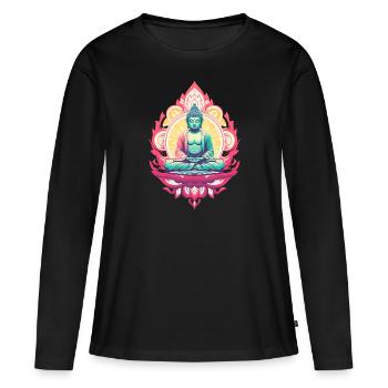 Buddha-Statue - Frauen Premium Bio Langarmshirt - Schwarz - Vorne - Julia (174cm)