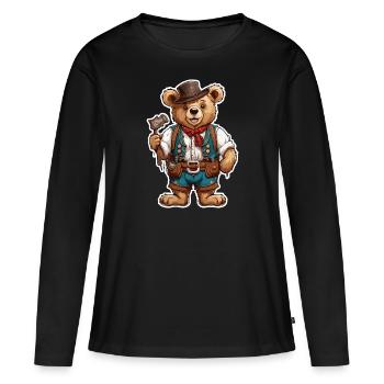 Lederhosen / Animal / Traditional costume / Tradition / Bear - Women's Premium Organic Long Sleeve Shirt - black - Front - Julia (174cm)