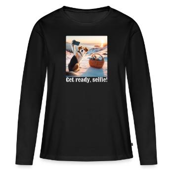 Mach dich bereit, Selfie-4 - Frauen Premium Bio Langarmshirt - Schwarz - Vorne - Julia (174cm)