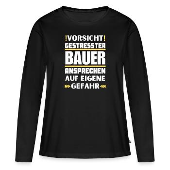 Ne parlez pas à un agriculteur stressé ! - T-shirt manches longues Premium bio Femme - noir - Devant - Julia (174cm)