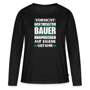 Ne parlez pas à un agriculteur stressé ! - T-shirt manches longues Premium bio Femme - noir - Devant - Julia (174cm)