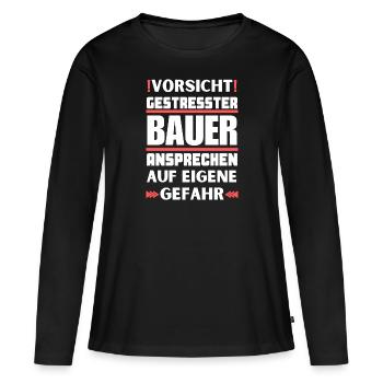 Ne parlez pas à un agriculteur stressé ! - T-shirt manches longues Premium bio Femme - noir - Devant - Julia (174cm)