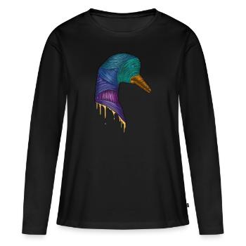 Canard abstract - T-shirt manches longues Premium bio Femme - noir - Devant - Julia (174cm)
