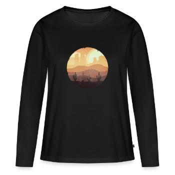 Désert cactus montagnes - T-shirt manches longues Premium bio Femme - noir - Devant - Julia (174cm)