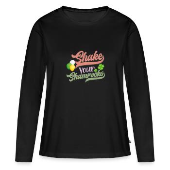 St Paddy’s St Patricksday St Patrick Day - T-shirt manches longues Premium bio Femme - noir - Devant - Julia (174cm)