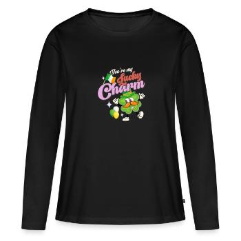 St Paddy’s St Patricksday St Patrick Day - T-shirt manches longues Premium bio Femme - noir - Devant - Julia (174cm)