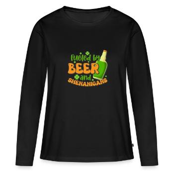 St Paddy’s St Patricksday St Patrick Day - T-shirt manches longues Premium bio Femme - noir - Devant - Julia (174cm)