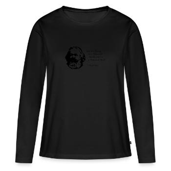Karl Marx - I'm a Material Girl - Frauen Premium Bio Langarmshirt - Schwarz - Vorne - Julia (174cm)