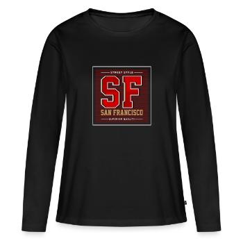San Francisco - T-shirt manches longues Premium bio Femme - noir - Devant - Julia (174cm)