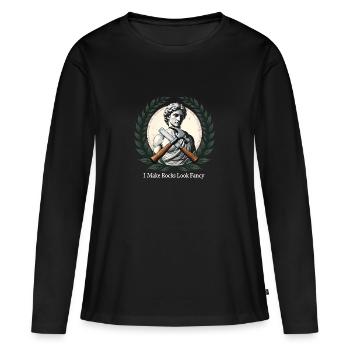 Sculpter tailleur de pierre - Je rends les roches plus chics - T-shirt manches longues Premium bio Femme - noir - Devant - Julia (174cm)