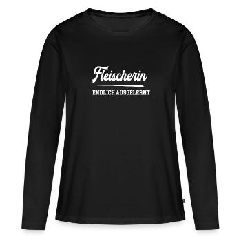 Fleischerin Endlich Ausgelernt Lehrling Azubine - Frauen Premium Bio Langarmshirt - Schwarz - Vorne - Julia (174cm)