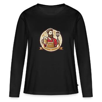 Bearded Grill Master Badge Design - Women's Premium Organic Long Sleeve Shirt - black - Front - Julia (174cm)