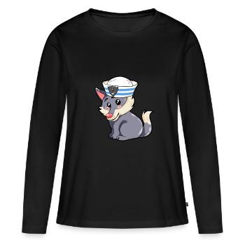 Matelot Loup - T-shirt manches longues Premium bio Femme - noir - Devant - Julia (174cm)