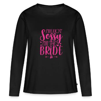 Mariée - T-shirt manches longues Premium bio Femme - noir - Devant - Julia (174cm)