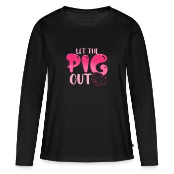 Laissez sortir le cochon. - T-shirt manches longues Premium bio Femme - noir - Devant - Julia (174cm)