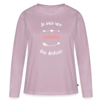 Je suis une sandra qui déchire - T-shirt manches longues Premium bio Femme - rose poudré - Devant - Julia (174cm)