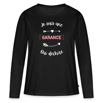 Je suis une Garance qui déchire - T-shirt manches longues Premium bio Femme - noir - Devant - Julia (174cm)