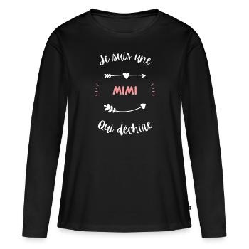 Je suis une mimi qui déchire - T-shirt manches longues Premium bio Femme - noir - Devant - Julia (174cm)