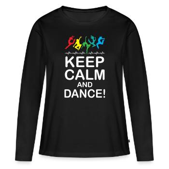 Restez calme et dansez - T-shirt manches longues Premium bio Femme - noir - Devant - Julia (174cm)