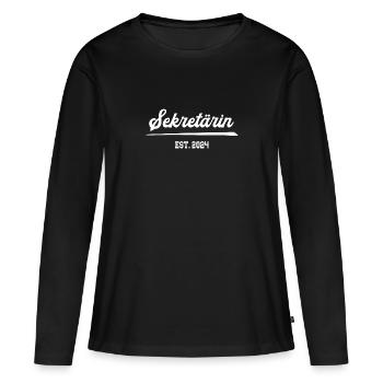 Sekretärin est. 2024 Neuer Job Büro Assistentin - Frauen Premium Bio Langarmshirt - Schwarz - Vorne - Julia (174cm)