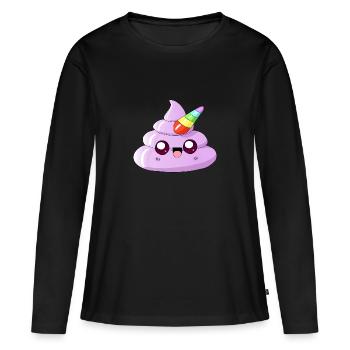 Licorne caca - T-shirt manches longues Premium bio Femme - noir - Devant - Julia (174cm)
