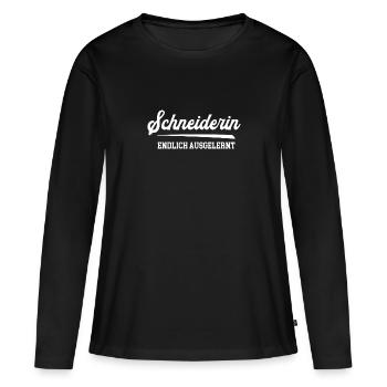 Schneiderin Ausbildung Lehre Azubi Schneiderei - Frauen Premium Bio Langarmshirt - Schwarz - Vorne - Julia (174cm)