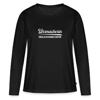 Uhrmacherin Endlich Eigene Chefin Uhrmacherei Frau - Frauen Premium Bio Langarmshirt - Schwarz - Vorne - Julia (174cm)