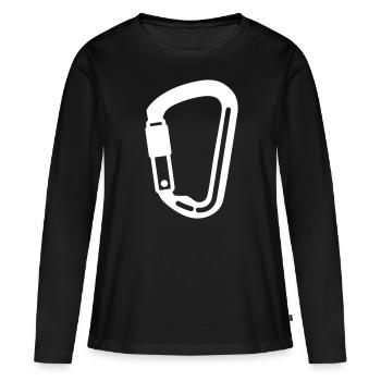 Kletterausrüstung Karabiner - Frauen Premium Bio Langarmshirt - Schwarz - Vorne - Julia (174cm)