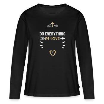 Tout faire dans l’amour - Jésus - T-shirt manches longues Premium bio Femme - noir - Devant - Julia (174cm)