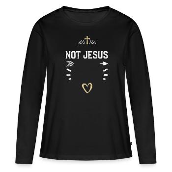 Pas Jésus - Jésus - T-shirt manches longues Premium bio Femme - noir - Devant - Julia (174cm)
