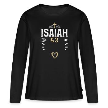 Isaïe 53 - Jésus - T-shirt manches longues Premium bio Femme - noir - Devant - Julia (174cm)