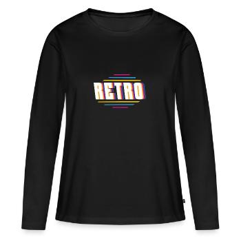 Rétro - T-shirt manches longues Premium bio Femme - noir - Devant - Julia (174cm)