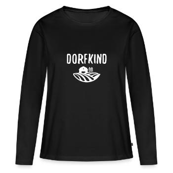 Dorfkind vom Dorf Landleben - Frauen Premium Bio Langarmshirt - Schwarz - Vorne - Julia (174cm)