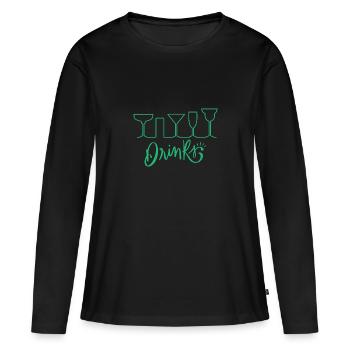 Boissons à gogo Boissons - T-shirt manches longues Premium bio Femme - noir - Devant - Julia (174cm)