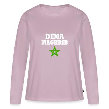 Dima maghrib - T-shirt manches longues Premium bio Femme - rose poudré - Devant - Julia (174cm)