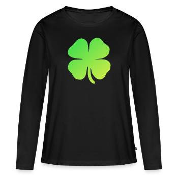 Trèfle irlandais - T-shirt manches longues Premium bio Femme - noir - Devant - Julia (174cm)