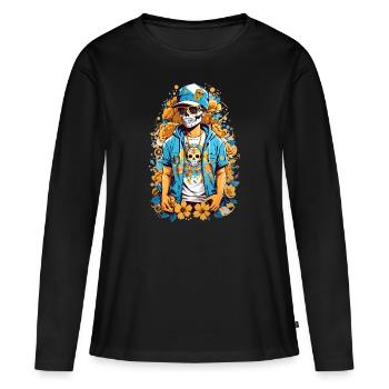 Sugar Skull - Women's Premium Organic Long Sleeve Shirt - black - Front - Julia (174cm)