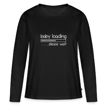 Baby loading, please wait - Frauen Premium Bio Langarmshirt - Schwarz - Vorne - Julia (174cm)