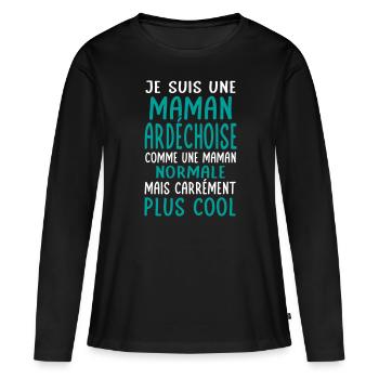 Maman Ardéchoise comme maman normale plus cool - T-shirt manches longues Premium bio Femme - noir - Devant - Julia (174cm)
