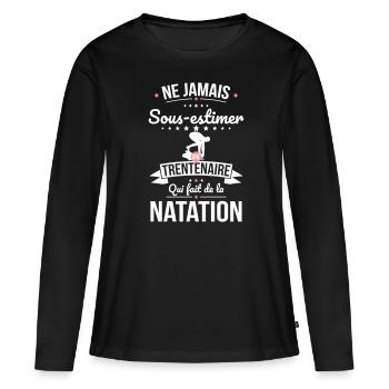 Sous-estimer trentenaire qui fait de la natation - T-shirt manches longues Premium bio Femme - noir - Devant - Julia (174cm)