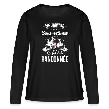 Sous-estimer trentenaire qui fait de la randonnée - T-shirt manches longues Premium bio Femme - noir - Devant - Julia (174cm)