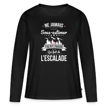 Sous-estimer trentenaire qui fait de l'escalade - T-shirt manches longues Premium bio Femme - noir - Devant - Julia (174cm)