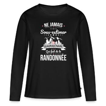Sous-estimer quadragénaire qui fait randonnée - T-shirt manches longues Premium bio Femme - noir - Devant - Julia (174cm)